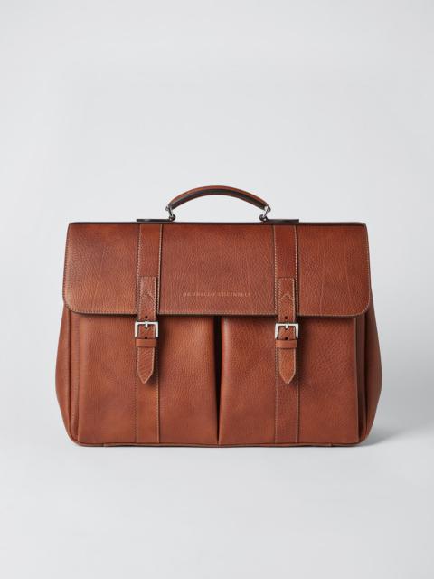 Brunello Cucinelli Grained calfskin briefcase | REVERSIBLE 