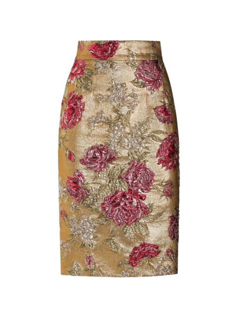 Dolce & Gabbana floral jacquard fitted skirt