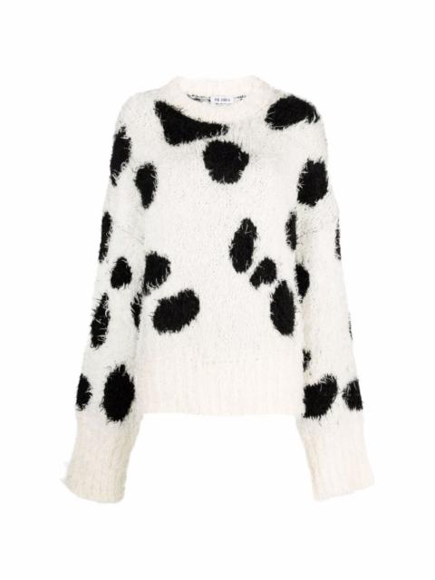 cow-print knitted jumper