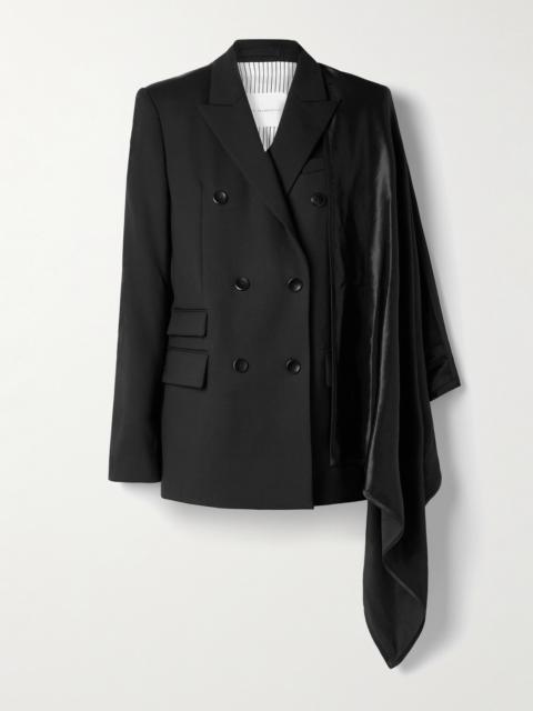 MARIA McMANUS Convertible Double-breasted Wool-blend And Draped Satin Blazer