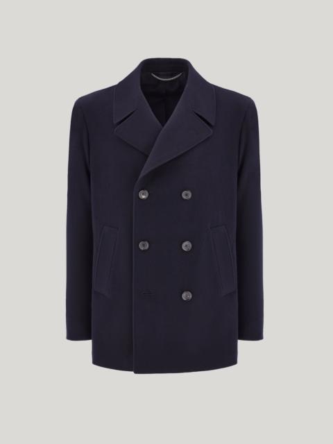 Canali NAVY BLUE WOOL DOUBLE-BREASTED UNLINED KEI COAT