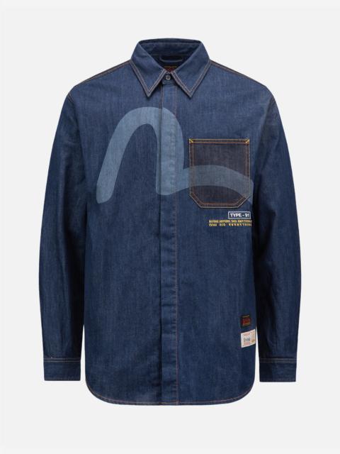 EVISU DISCHARGED SEAGULL DENIM SHIRT