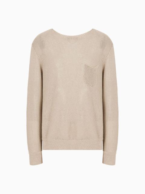 GIORGIO ARMANI Crew-neck jumper in linen and cotton