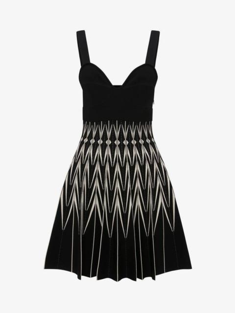 Women's Engineered Jacquard Chevron Mini Dress in Black/bone