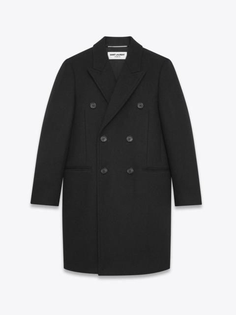 SAINT LAURENT wool-twill long coat