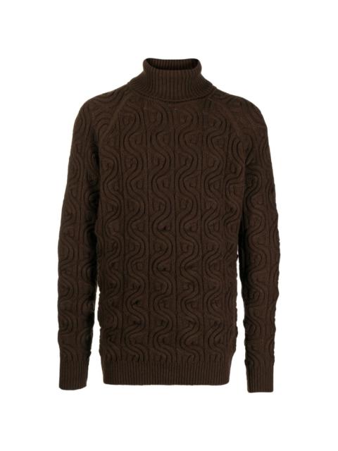 cable-knit roll neck jumper