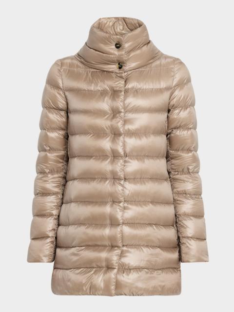 Herno Amelia Water-Resistant Ultralight Nylon A-Line Puffer Jacket