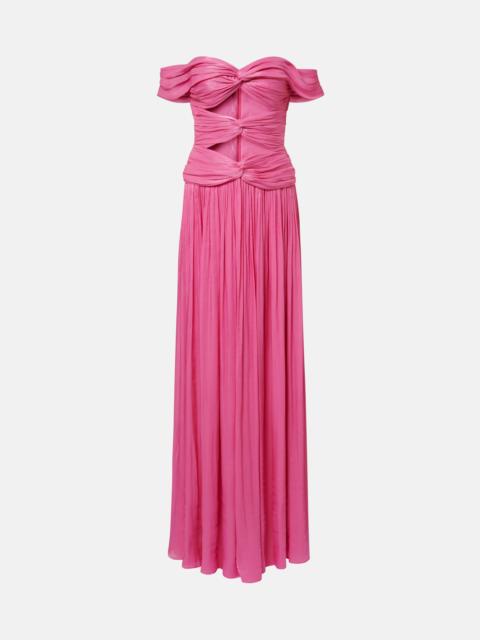 COSTARELLOS Cutout Lurex georgette gown