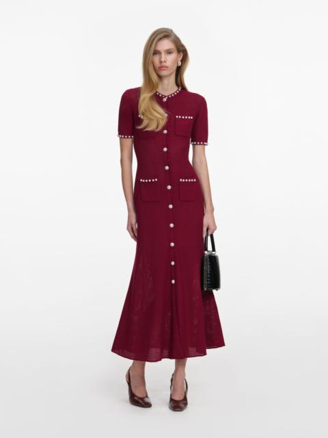 self-portrait Burgundy Pearl Knit Midi Dress
