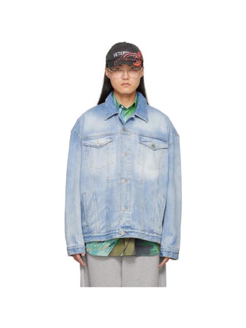 VETEMENTS Blue Embossed Denim Jacket