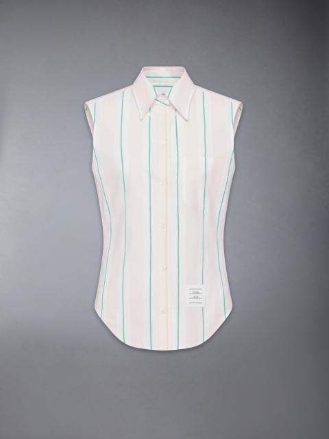 Thom Browne MADRAS COTTON STRIPED SLEEVELESS SHIRT