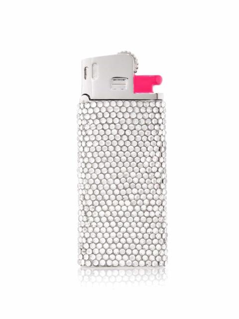JUDITH LEIBER Miniature Got a Light? Crystal Clutch silver