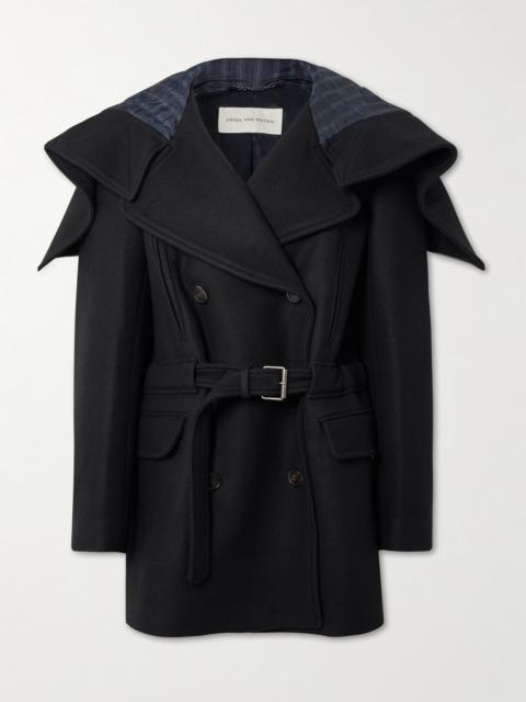 Dries Van Noten Belted Hooded Double-breasted Coat