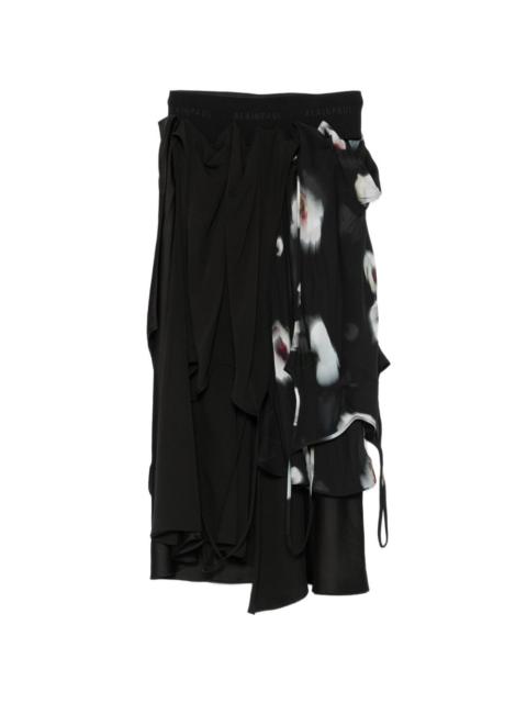 ALAINPAUL poppy-print draped midi skirt