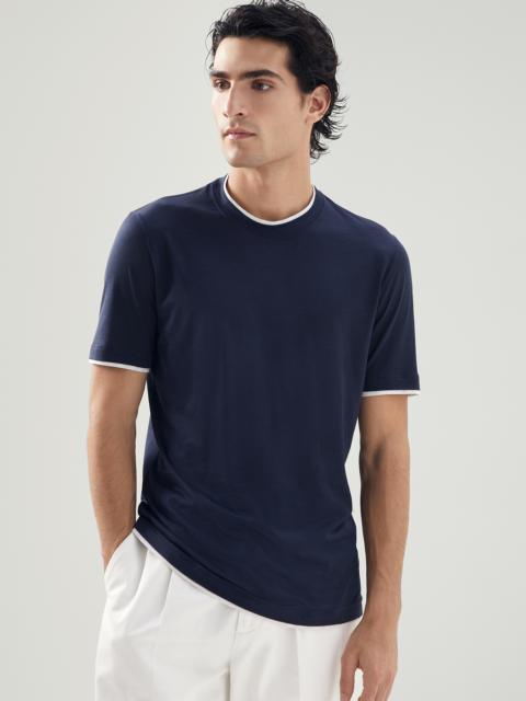 Brunello Cucinelli Silk and cotton lightweight jersey slim fit crew neck T-shirt with faux-layering