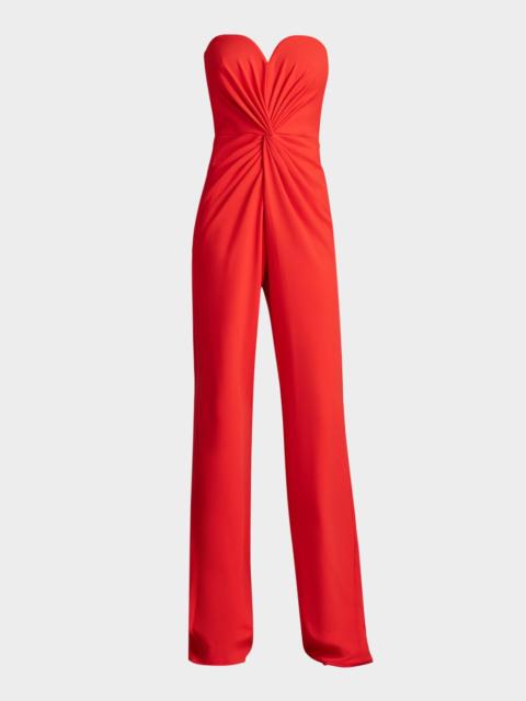 TADASHI SHOJI Strapless Twist-Front Crepe Jumpsuit