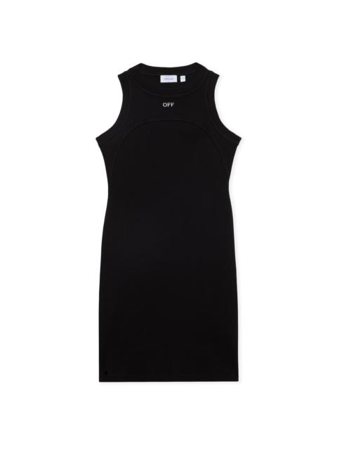 Off-White Off Stamp Ribbed Round-Neck Mini Dress