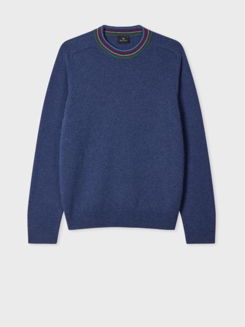 Paul Smith Mid Blue Merino Wool 'Sports Stripe' Sweater
