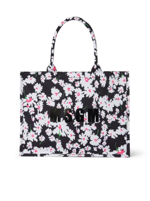 MSGM Canvas tote bag with daisy print