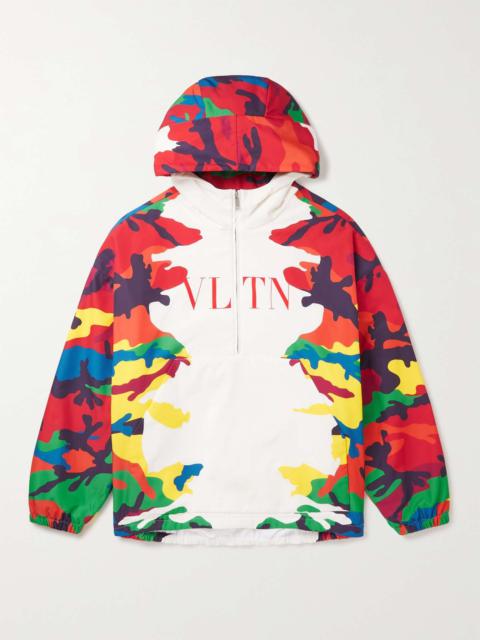 Printed Nylon Hooded Half-Zip Anorak