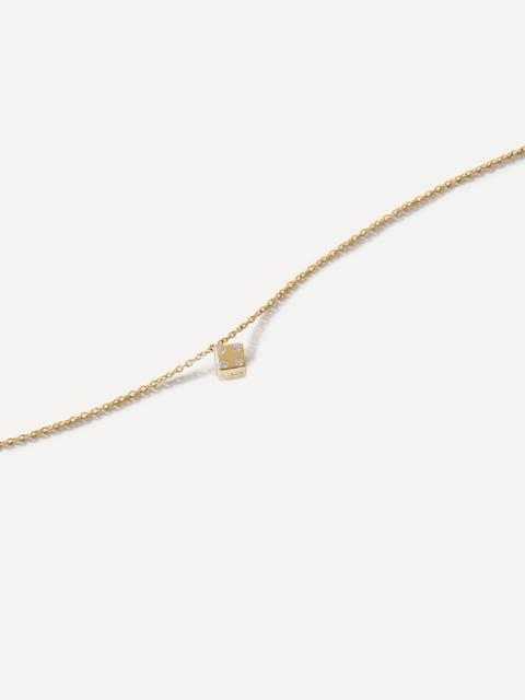 ROXANNE FIRST 14ct Gold Diamond Dice Pendant Necklace