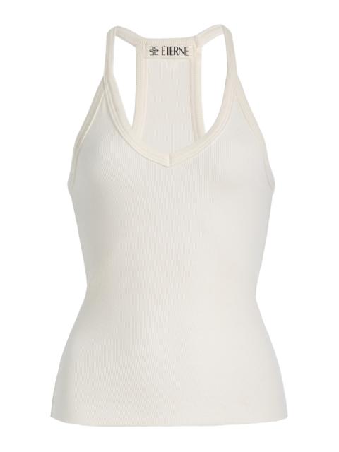 ÉTERNE Ribbed Jersey Racerback Tank Top ivory