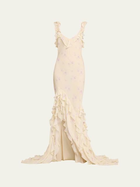LoveShackFancy Roseline Floral Ruffle Maxi Dress