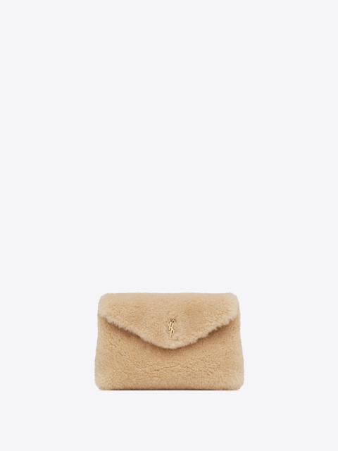 SAINT LAURENT puffer small pouch in shearling