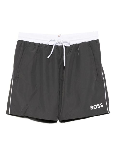 BOSS logo-printed swim shorts