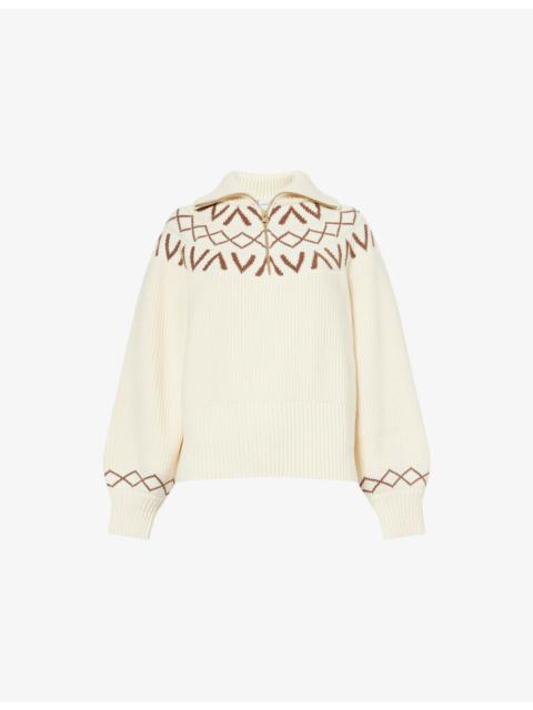 VARLEY Sigrid Fairisle Half-Zip Knit Jumper
