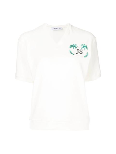 logo-embroidered V-neck T-shirt