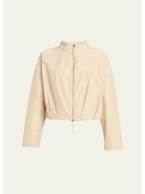 Lafayette 148 New York Pleated Technical Twill Crop Jacket