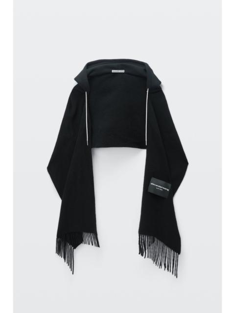 Alexander Wang crystal hotfix drawcord scarf hoodie