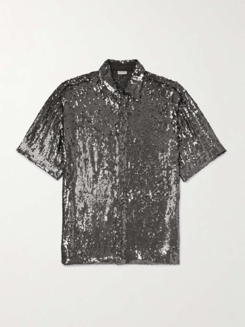 Dries Van Noten Sequinned Tulle Shirt