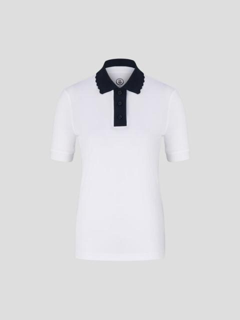 BOGNER Carole Functional polo shirt in White/Navy blue