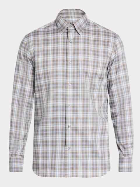 Brioni Men's Cotton Check Casual Button-Down Shirt