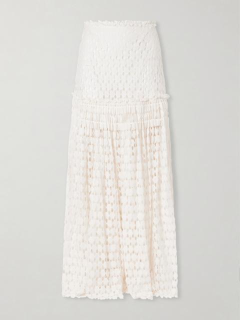 ULLA JOHNSON Aris Pleated Cotton-blend Lace Maxi Skirt