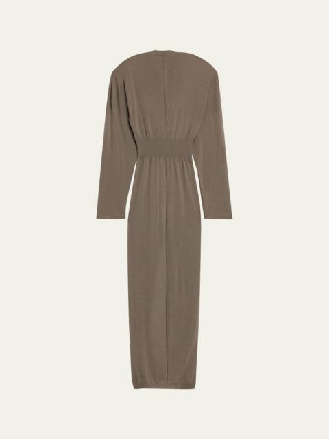 Rick Owens Hooded Draped Maxi Sweater Dress