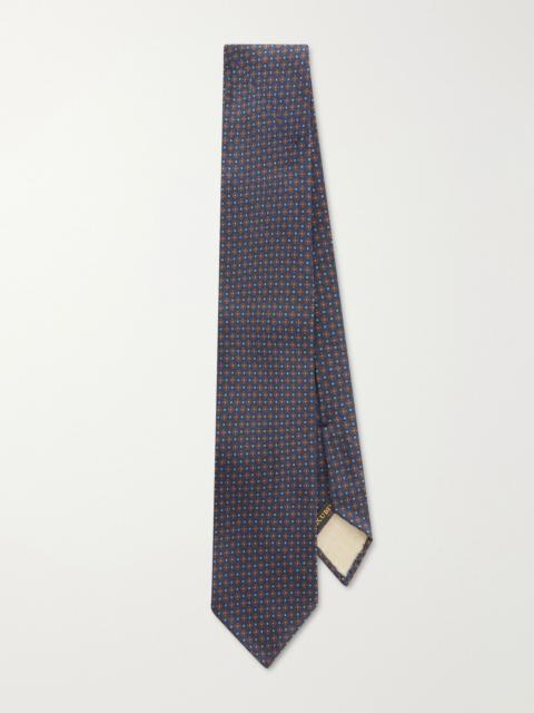 RUBINACCI 8cm Printed Silk-Twill Tie Navy