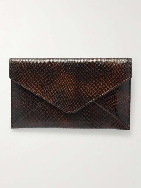 Dries Van Noten Medium snake-effect leather pouch Dark brown