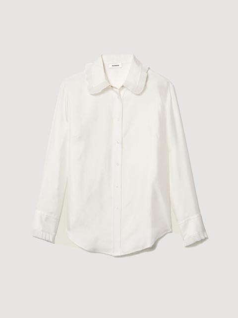 SILK SHIRT WITH PLEATED TRIM