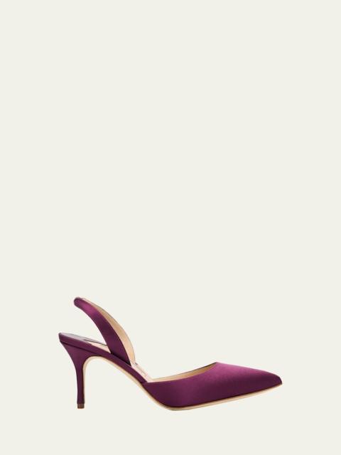 Manolo Blahnik 70mm Carolyne Satin Slingback Pumps