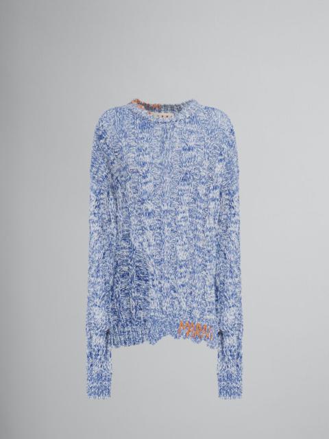 Marni BLUE MOULINÉ JUMPER WITH NIBBLED EDGES