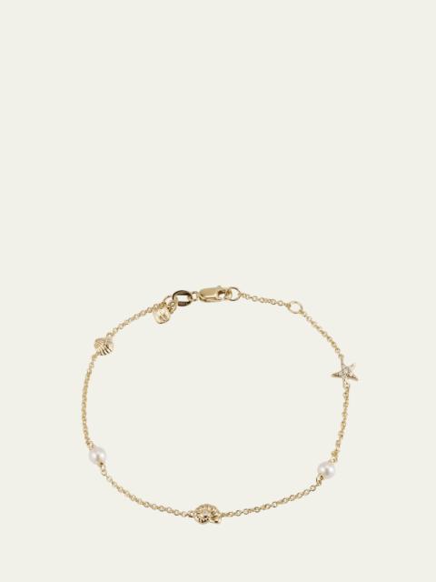 SYDNEY EVAN 14K Gold Shells Chain Bracelet with Diamonds