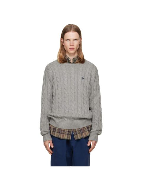 Polo Ralph Lauren Gray Cable-Knit Cotton Sweater