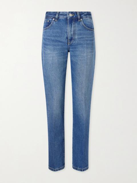 Victoria Beckham Leather-trimmed Low-waist Flared Jeans
