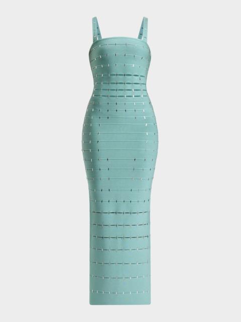 HERVE LEGER Lillian Sequined Slash Cutout Sleeveless Gown