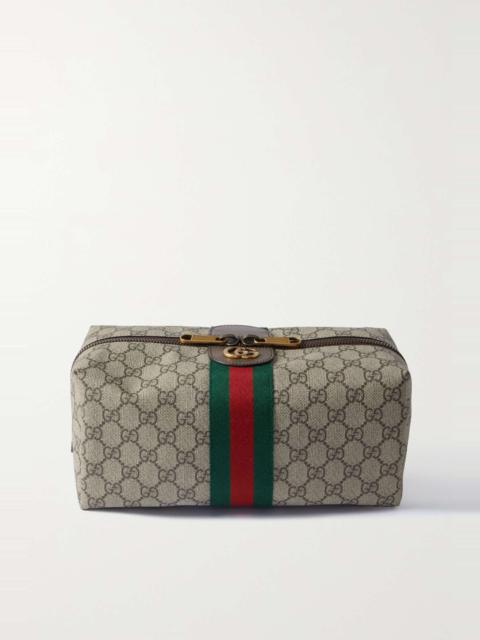 GUCCI Leather-trimmed coated-canvas jacquard cosmetics case