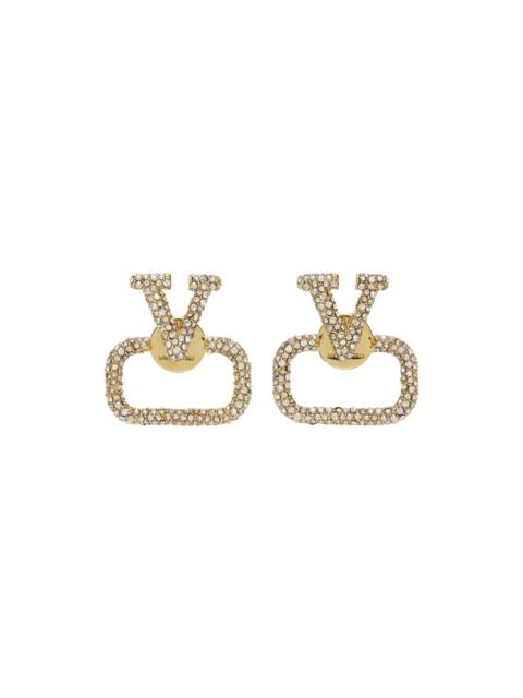 Gold VLogo Crystal Earrings
