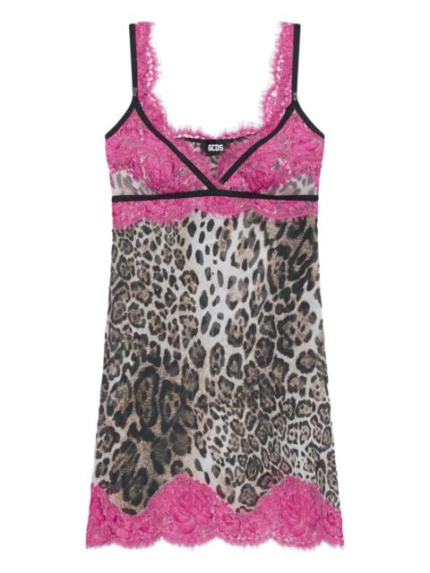 GCDS lace animal-print dress